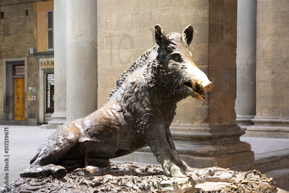 Florence, Italy - Circa January 2022: the antique pig statue, symbol of ...