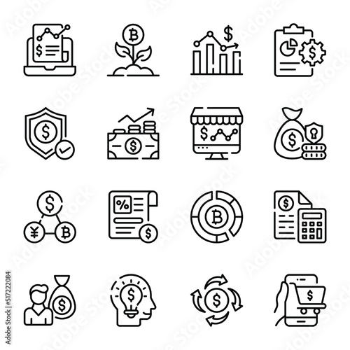Financial Management Line Icons 
