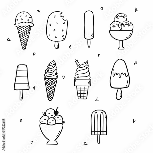 ice_cream doodle set, hand draw