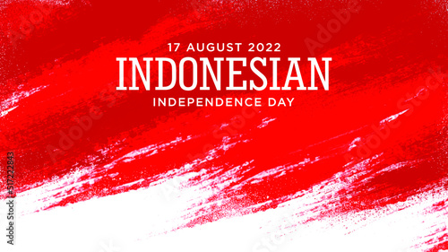Indonesia Independence day with red grunge background design. photo