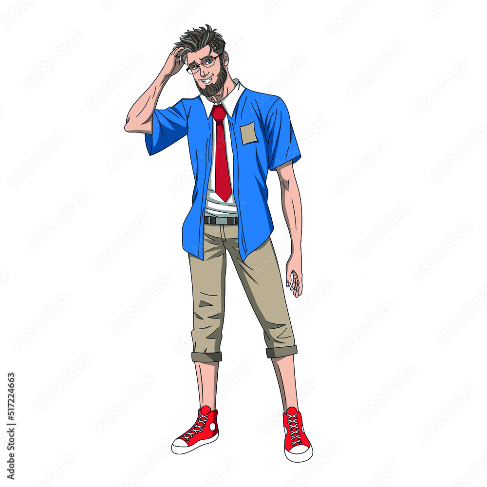 hipster with a beard in glasses. vector illustration