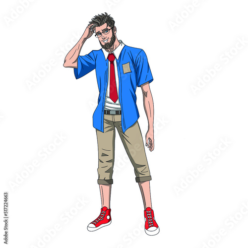 hipster with a beard in glasses. vector illustration