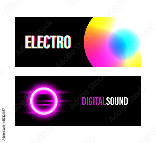 electro and sound banner template vector, website header advertising background