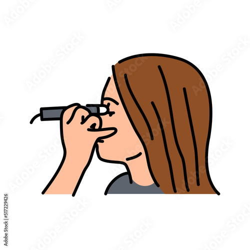Eye ultrasound  color line illustration