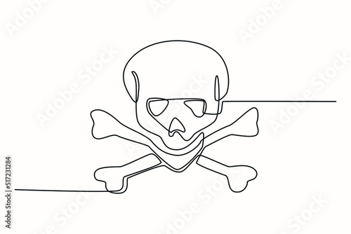 One continuous line drawing of Toxic hazard sign. Warning Concept. Single line draw design vector graphic illustration. photo