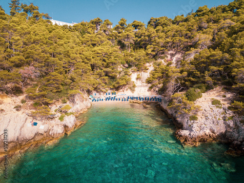 Italy, July 2022: aerial view of the wonderful Caribbean sea of the Tremiti islands