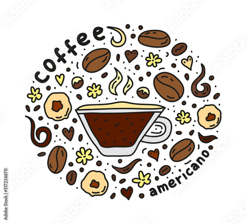 Poster with americano coffee.