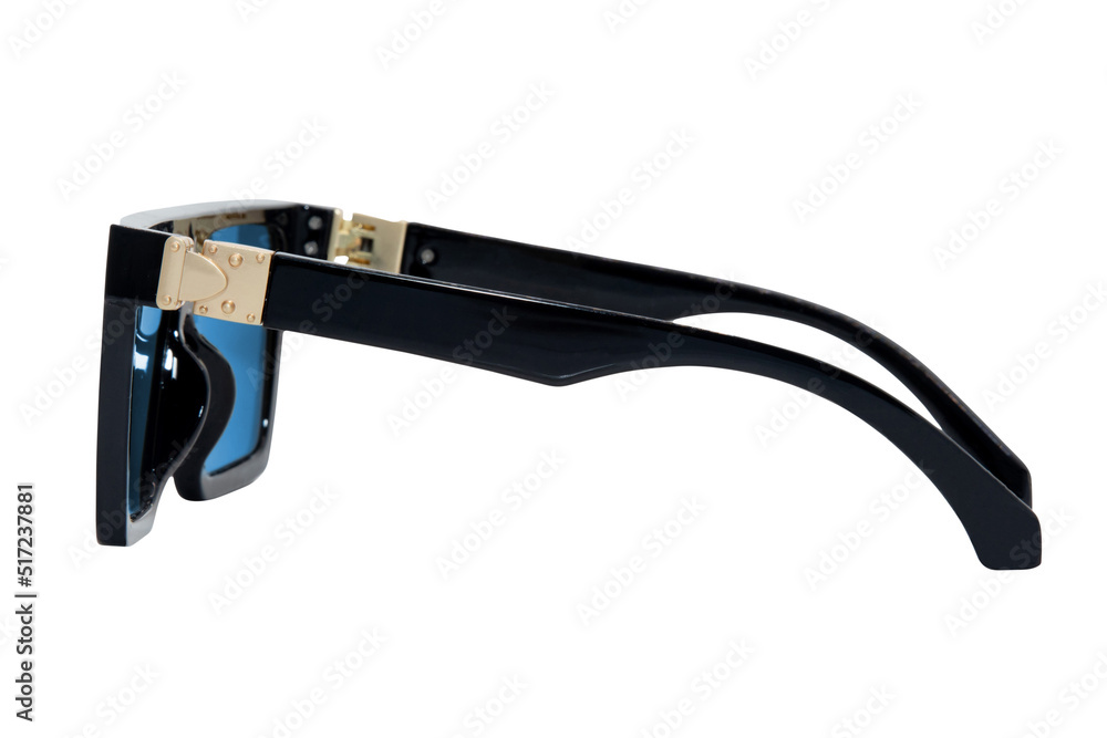 Obraz premium oversize square sunglasses for men and women black frame with blue gradient lens top side view