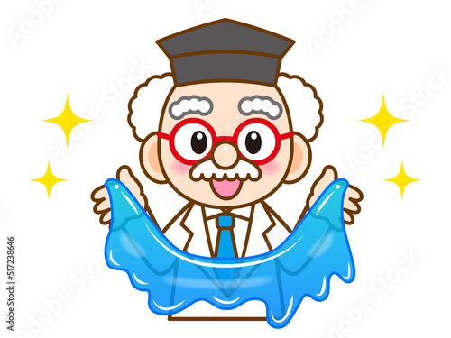 スライム実験を披露する博士のイラスト