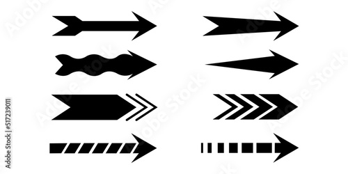 Vector Black Arrows Set on White Background. Arrow, Cursor and pointers