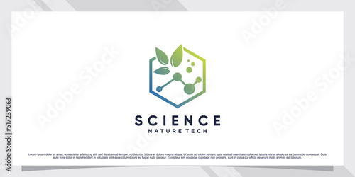 Science molecule logo design for technology with leaf and shape concept