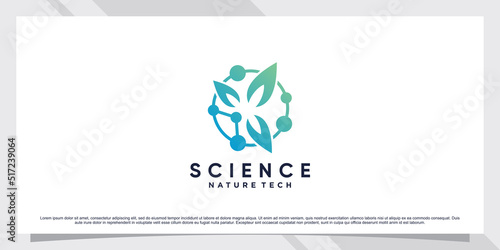 Science molecule logo design for technology with leaf and shape concept