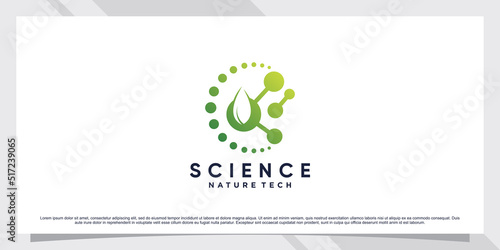 Science molecule logo design for technology with leaf and shape concept