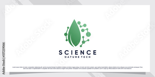 Science molecule logo design for technology with leaf and shape concept