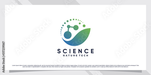 Science molecule logo design for technology with leaf and shape concept