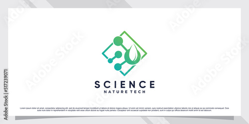 Science molecule logo design for technology with leaf and shape concept