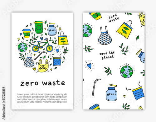 Card templates with zero waste icons.