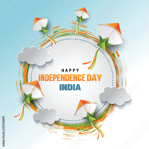 happy independence day India with flying kites. vector illustration design