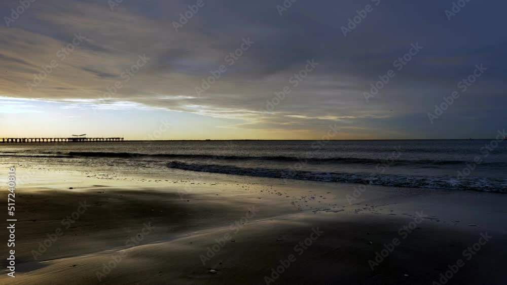 Sunrise on the beach in Coney Island New York City, areal view . High-quality 4k footage Sunrise on the beach in Coney Island New York City, areal view . High-quality 4k footage