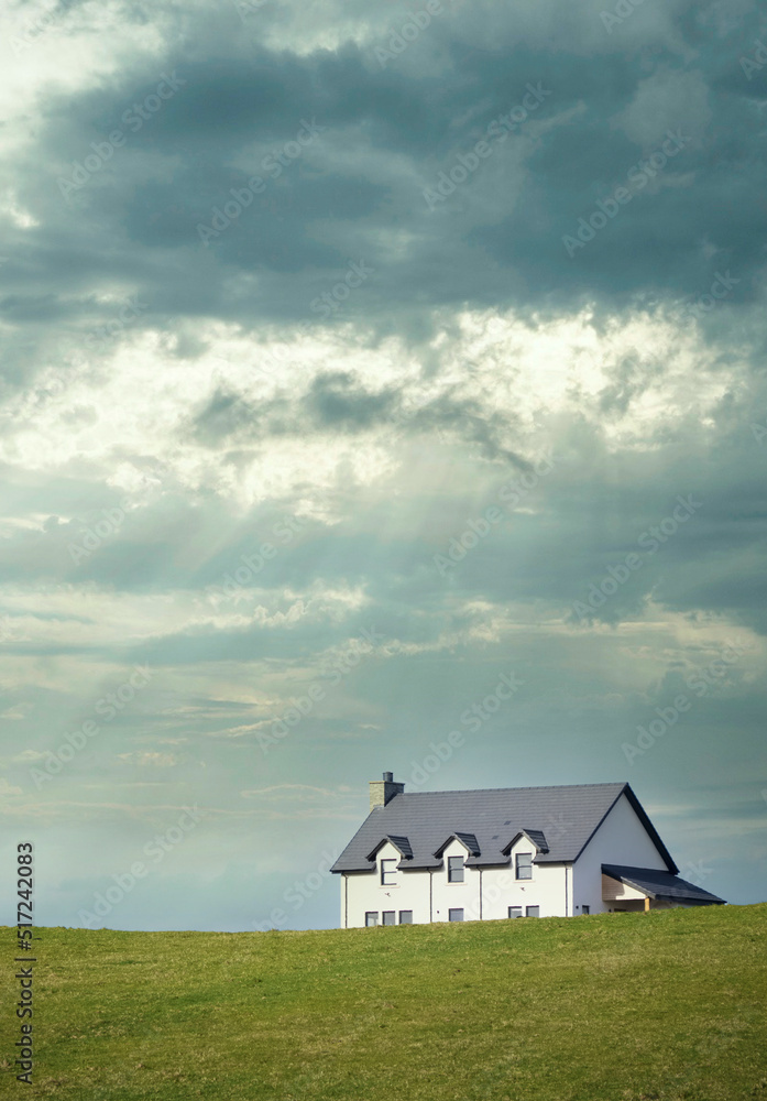 Single house alone in countryside for peaceful living and mindfulness