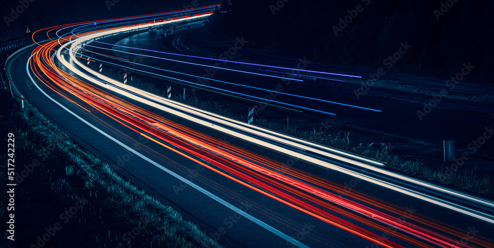 lights of cars with night. long exposure