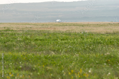 Take-off plane from the airport. photo