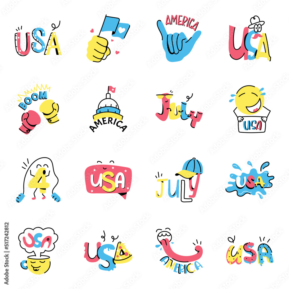 Set of USA Independence Celebrations Stickers
Set of USA Independence Celebrations Stickers