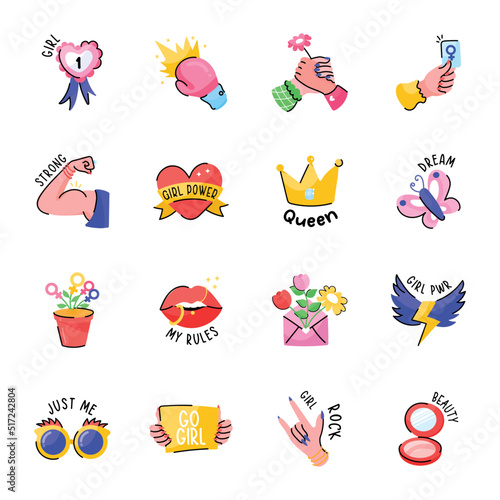Pack of Women Empowerment Doodle Stickers 


