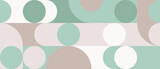 Seamless mosaic with geometric shapes in scandinavian pattern style, pastel background with circles and squares for web intro or fabric. Minimalistic cover template with texture.