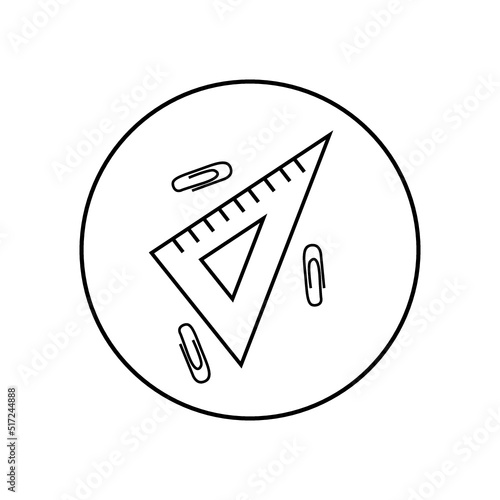 Ruler vector icon drawn in line on a white background. Tool, polygraphy, stationery