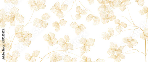 Fotografia, Obraz Abstract art background with tree leaves or flowers in golden line style
