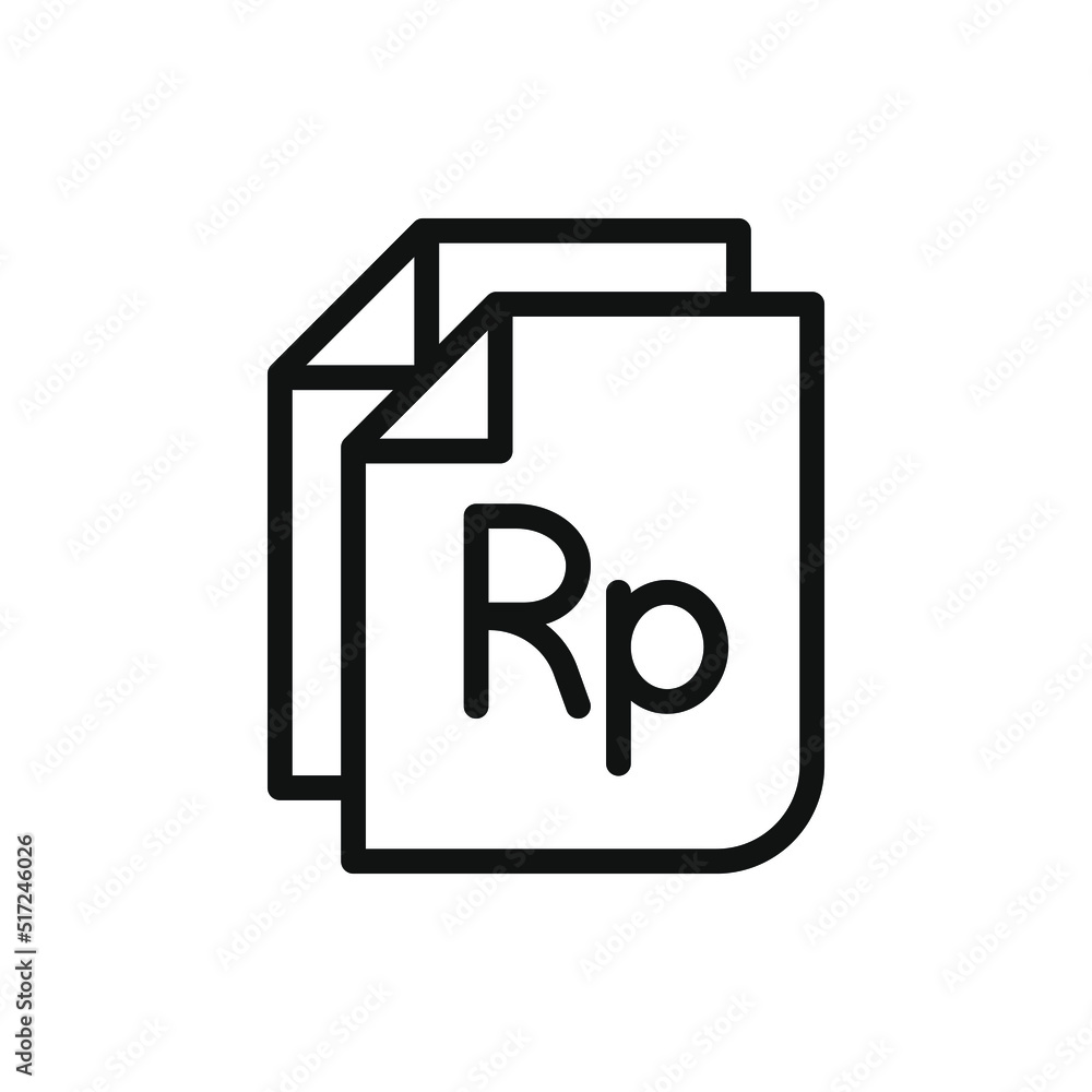Rupiah sign on paper. Financial statement, money document, banknote line icon isolated on white background. Vector illustration Rupiah sign on paper. Financial statement, money document, banknote line icon isolated on white background. Vector illustration