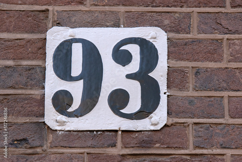 Close Up House Number 93 At Amsterdam The Netherlands 23-6-2022