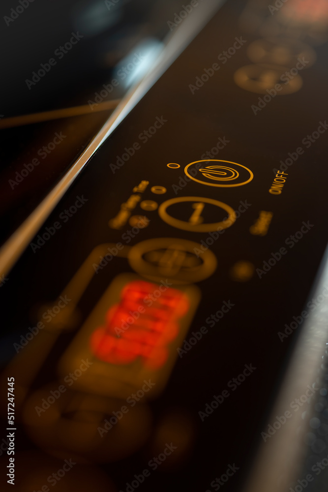 Obraz premium Switch button on off with symbol on dark background