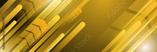 Yellow gold technology digital banner design. Design modern luxury futuristic technology background. Game tech wide banner vector illustration. Hi tech digital communication. Abstract tech background.
