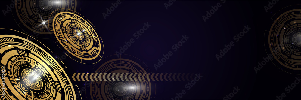 Black gold technology digital banner design. Design modern luxury futuristic technology background. Game tech wide banner vector illustration. Hi tech digital communication. Abstract tech background. Black gold technology digital banner design. Design modern luxury futuristic technology background. Game tech wide banner vector illustration. Hi tech digital communication. Abstract tech background.