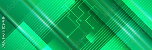 Green technology digital banner design. Design modern luxury futuristic technology background. Game tech wide banner vector illustration. Hi tech digital communication. Abstract tech background.