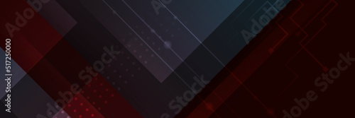 Black red technology digital banner design. Design modern luxury futuristic technology background. Game tech wide banner vector illustration. Hi tech digital communication. Abstract tech background.