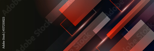 Black red technology digital banner design. Design modern luxury futuristic technology background. Game tech wide banner vector illustration. Hi tech digital communication. Abstract tech background.