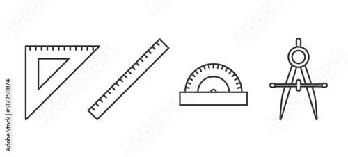 set of geometric, school tools - vector illustration