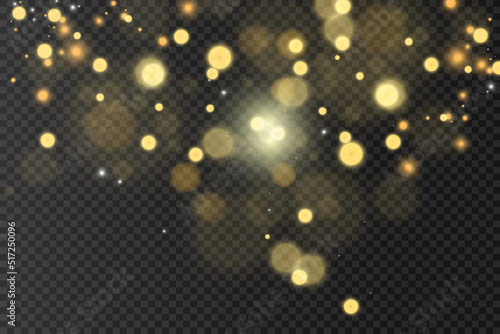 Brilliant gold dust vector shine. Glittering shiny ornaments for background. Vector illustration.	