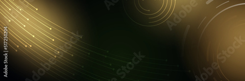 Black gold technology digital banner design. Design modern luxury futuristic technology background. Game tech wide banner vector illustration. Hi tech digital communication. Abstract tech background.