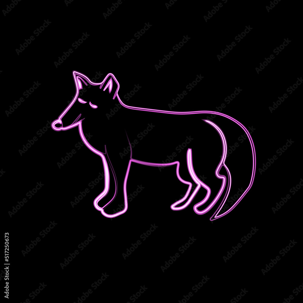 Vector illustration of a fox with neon effect.