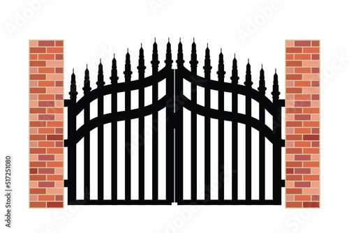 fence gate, iron gate vector isolated on white