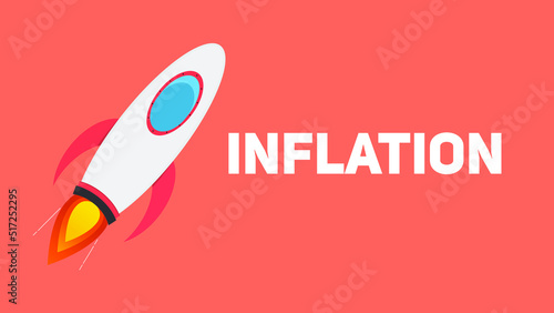 Inflation skyrocketing concept. Economics crisis and business risk. Flat vector illustration with copy space photo