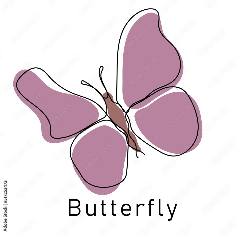 Butterfly continuous line drawing element isolated on white background for logo or decorative element. Vector illustration of various insect forms in trendy outline style Butterfly continuous line drawing element isolated on white background for logo or decorative element. Vector illustration of various insect forms in trendy outline style