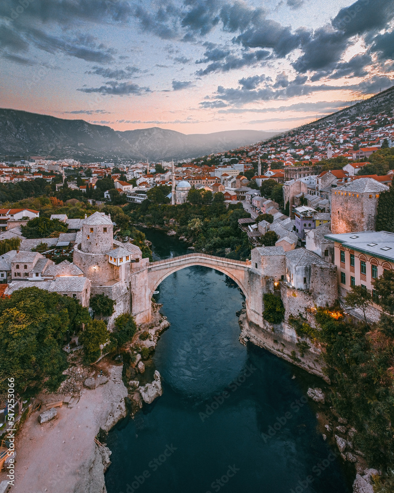 Naklejka premium View of Mostar in the early morning