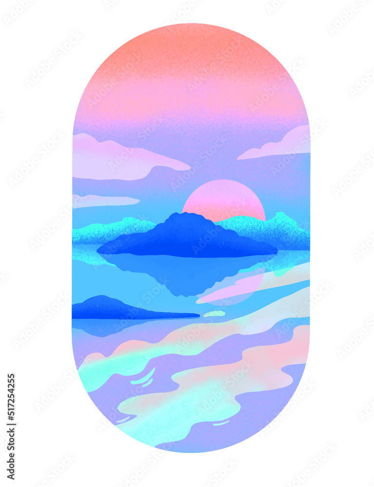 Beatiful Colorful Mountains Landscape Illustration Vector