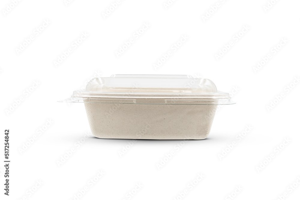 bagasse container package for food isolated on white background bagasse container package for food isolated on white background