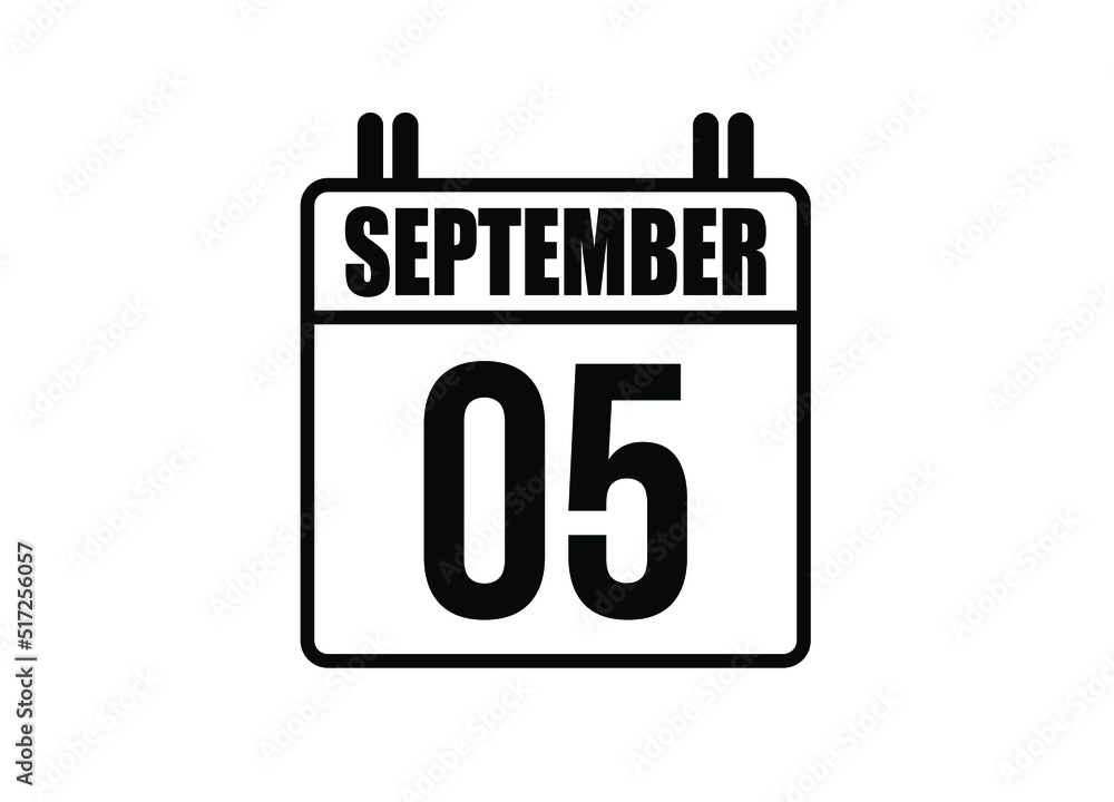 5 September calendar. Simple calendar page for the month of September. Black vector on white background. 5 September calendar. Simple calendar page for the month of September. Black vector on white background.
